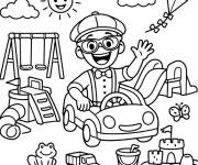 Coloriage Blippi sur le th&egrave;me de la vacance