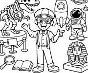 Coloriage Blippi sur le th&egrave;me des mus&eacute;um