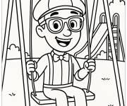 Coloriage Blippi sur une balan&ccedil;oire