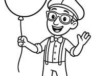 Coloriage Blippi tenant un ballon