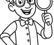 Coloriage Blippi tenant une loupe