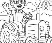 Coloriage Blippi travaille dans la compagne