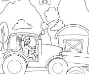Coloriage Blippi travaille dans son tracteur