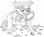 Coloriage et dessins gratuit Blippi utilise la loupe pour explorer la nature à imprimer