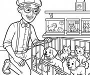 Coloriage Blippi visite une animalerie