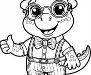 Coloriage Dinosaure Blippi avec le signe de pouce