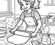 Coloriage Meekah &eacute;tale la p&acirc;te &agrave; la cuisine