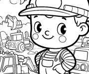 Coloriage Travailleur Blippi dans le chantier