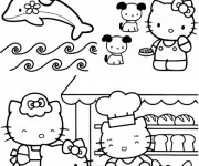 Coloriage Hello Kitty chez le boulanger