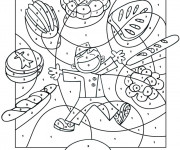 Coloriage L'enfant et les aliments