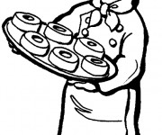 Coloriage la p&acirc;tissi&egrave;re m&egrave;ne du g&acirc;teau