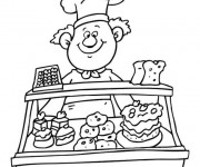 Coloriage Le boulanger a la patisserie