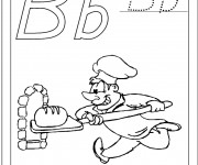 Coloriage et dessins gratuit Le boulanger enfourne du pain à imprimer