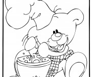 Coloriage et dessins gratuit Petit Ours pâtissier à imprimer