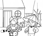 Coloriage Bob le bricoleur parle avec Zo&eacute;