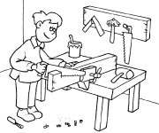 Coloriage Bricoleur dans L'atelier