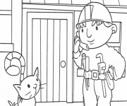 Coloriage Bricoleur et Le Chat