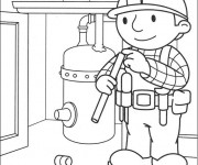 Coloriage Bricoleur sur ordinateur