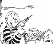 Coloriage Le Bricoleur humoristique