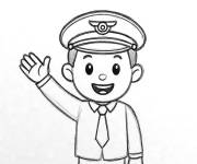 Coloriage Chauffeur aimable qui salue