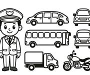Coloriage Chauffeur avec plusieurs v&eacute;hicules