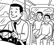 Coloriage Chauffeur de bus avec les &eacute;l&egrave;ves