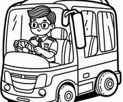 Coloriage Chauffeur de bus de bande anim&eacute;e