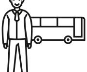 Coloriage et dessins gratuit chauffeur de bus en &eacute;moji à imprimer