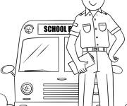 Coloriage et dessins gratuit chauffeur de bus pour maternelle à imprimer
