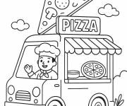 Coloriage Chauffeur de camion de Pizza