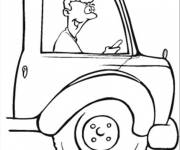 Coloriage et dessins gratuit chauffeur de camion rigolo à imprimer