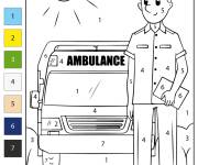 Coloriage et dessins gratuit Chauffeur de l'ambulance par num&eacute;ro à imprimer