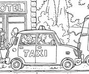Coloriage Chauffeur de taxi conduisant