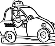 Coloriage chauffeur de taxi en noir et blanc pour enfants