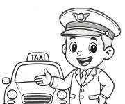 Coloriage Chauffeur de taxi en tenu
