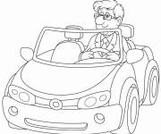 Coloriage Chauffeur de voiture d&eacute;capotable