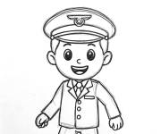 Coloriage Chauffeur en marche
