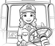 Coloriage Chauffeur f&eacute;minine de bus