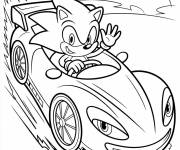 Coloriage Chauffeur Sonic dans sa voiture