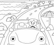 Coloriage Enfant Chauffeur conduisant sa voiture