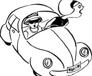 Coloriage et dessins gratuit Femme chauffeur de voiture vintage à imprimer