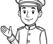 Coloriage Le chauffeur levant la main
