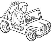 Coloriage Le gar&ccedil;on chauffeur conduit sa voiture en jouet