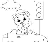 Coloriage Ours comme chauffeur de voiture