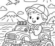 Coloriage Paysage du petit Chauffeur &agrave; la plage