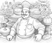 Coloriage Affiche sur le thème du chef