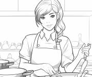 Coloriage Barbie dans la cuisine