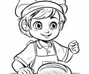 Coloriage Boulanger avec du pain