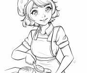 Coloriage Boulang&egrave;re kawaii