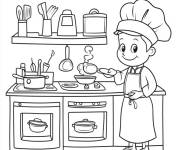 Coloriage Chef &agrave; la cuisine